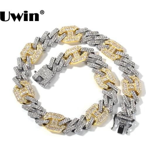 UWIN Luxury Multi Color 17mm Rhinestone Alloy Necklace Men And Women Gift Link Chain Hiphop Jewelry New Style Drop Shipping
