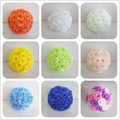 20CM Artificial Rose Silk Flower Kissing Balls Hanging Flowers Ball For Wedding Christmas Ornaments Party Decoration Supplies