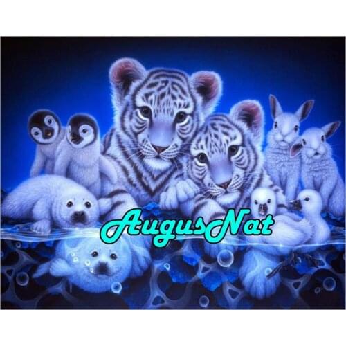 Animals diy 5d diamond painting tiger diamond embroidery bear diamant rhinestone picture rabbit oil paint by number canvas decor