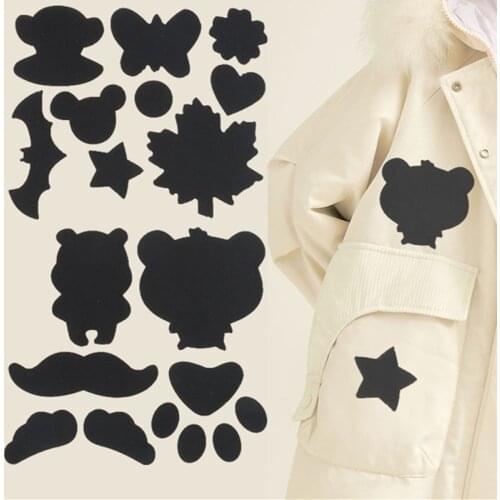 Hot Sale Black Large Size With Cut Pattern Self-Adhesive Patch For Down Jacket Coat Hole Repair Free-Iron On Waterproof Stickers
