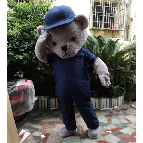 Fur Teddy Bear Mascot Costume Teddy Costume Adult Fancy Dress Clothing mascotte lol Suit Funny Animal Bear Costume