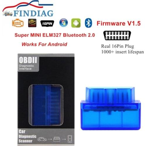 MINI ELM327 V1.5 Bluetooth 2.0 for Android OBD2 Scanner Elm327 Bluetooth Without PIC18F25K80 Support 9 Protocols Code Reader