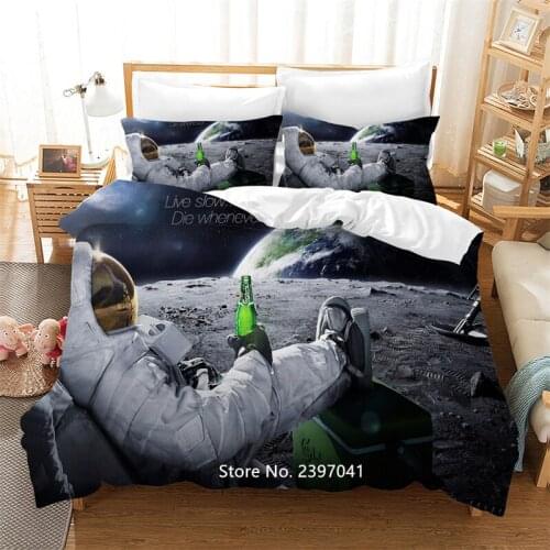 Soft Down Bed Cover Pillowcase 3D Digital Print Beer Pattern Man Boy Home Bedding Double Queen Large 2-3 Pieces Home Textile