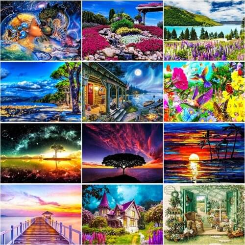 New Arrival 5D Landscape Diamont Paintings Cross Stitch Kit Mosaic Full Drill Diamond Embroidery Home Craft Art Decoration Gift