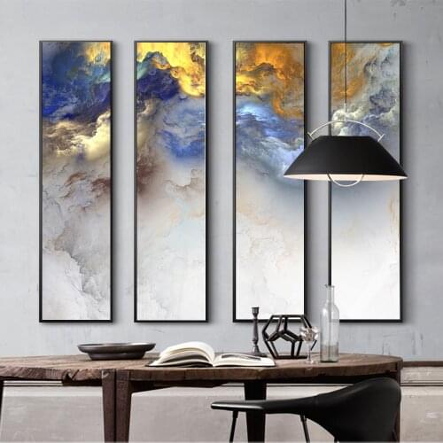 WANGART Wall Art Canvas 1 Pieces Blue Cloud Landscape Abstract Art Oil Painting Wall Art Pictures For Living Room Home Decor