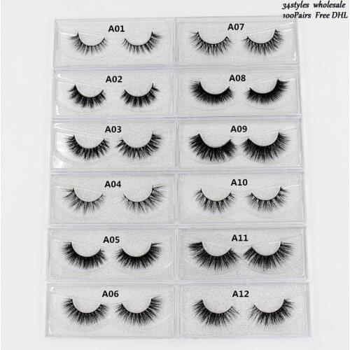 Mink Eyelashes 100% cruelty free 3D Mink Lashes Thick HandMade Full Strip Lashes Natural Lightweig 34Styles False eyelashes DHL