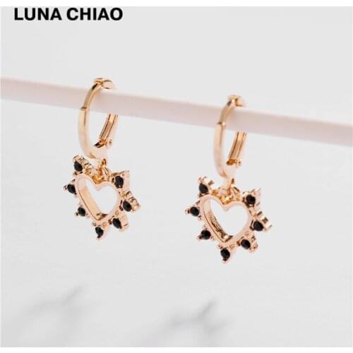 LUNA CHIAO New Designs Jewelry Heart Pendant Mini Drop Earrings Huggies Earring for Women
