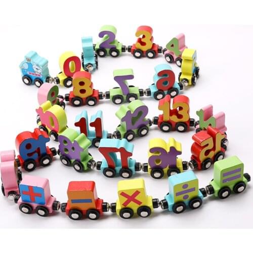 Educational Toys For Kids Children Puzzle Train Toys Letters/Digital Alphabet Wooden Colourful Train Toys Personalized