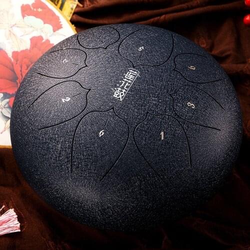 Hluru C Peptide Lotus Knock Hollow Zen Steel Tongue drum Ethereal Percussion Musical Instrument 8notes 10inch Tambourine Handpan