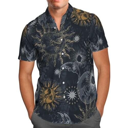 Sun Moon 3D Print Beach Hawaiian 2021 Summer Shirt Short Sleeve Shirt Retro Streetwear Oversized 5XL Camisa Social Chemise Homme