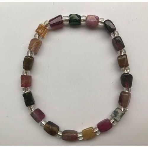 Colorful Tourmaline Natural Stone Bracelet With Shape Beads Tourmaline Bracelets for Women Girl Fashion Simplicity Jewelry