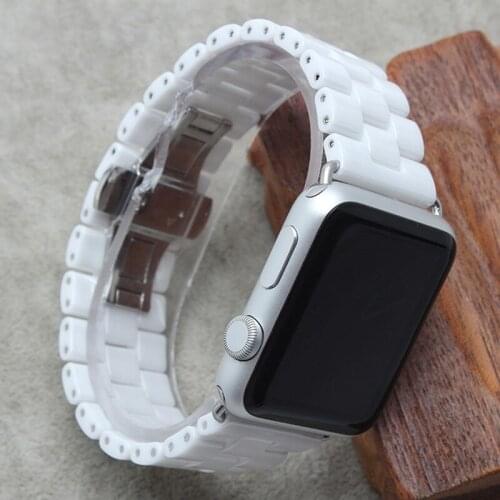 Ceramic Strap For Apple WatchBand 6 SE 5 4 Bracelet Iwatch Series 3 2 1 44mm 42mm 40/38mm Stainless Steel Buckle Water Resistant