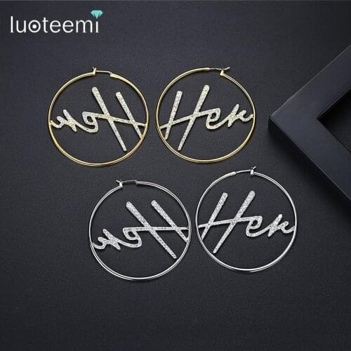 LUOTEEMI 60mm Exaggerate Big Smooth Circle Hoop Earrings 2021 New Brincos Simple Party Round Loop Earrings for Women Jewelry