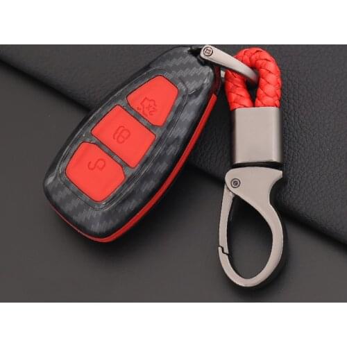 Carbon Fiber Silicone Car Key Smart Remote Key Case Cover for Ford Fiesta Focus 3 4 MK3 MK4 Mondeo Ecosport Kuga Focus ST 2019