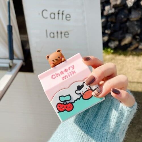 Cute Bottle Cheery Milk Silicone Earphone Case 3D Earphone Cases for Apple Airpods 1 2 3 Pro Protect Cover Earbuds Case
