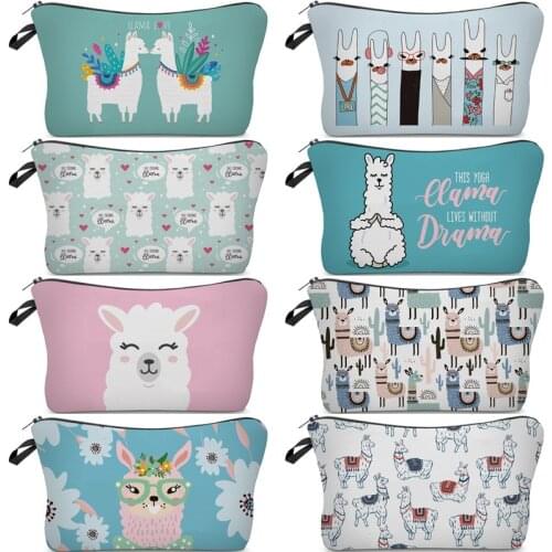 Alpaca Makeup-bags Sanitary Napkin Bag Coin Purse Credit Card Sanitary Pad Cosmetics Organizer travel Storage Bags Women Wallet