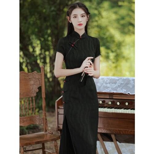 Chinese Qipao Traditional Asian Dress Cheongsam China Modern Womens Style Clothes Evening Suknje Oriental Velour Dresses Robe