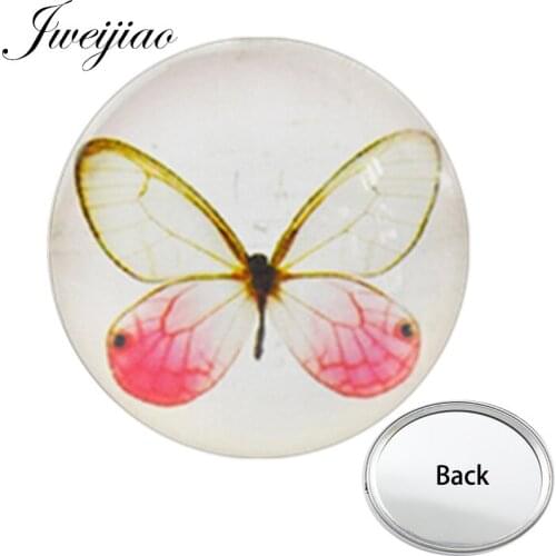 Youhaken LOVE Butterfly Cute One Side Flat Mini Pocket Mirror Makeup Vanity Hand Travel Purse Mirror unique gift for women