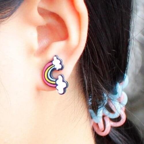 New Fashion Personality Mini Rainbow Flaky Clouds Stud Earrings for Women