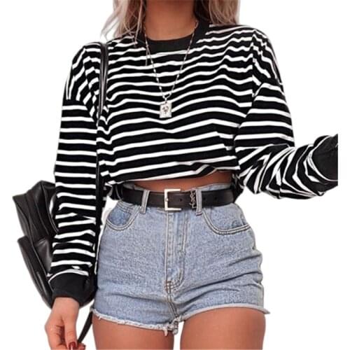 2019 Autumn New Womens Sweatshirt Long Sleeve Pullover Crop Tops Lady Sweatshirts Fashion O-Neck Solid Bare Belly Tops