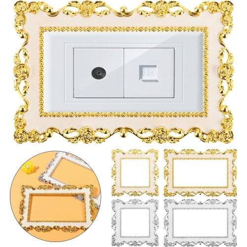 Gold Silver Light Switch Cover Surround Socket Frame Wall Sticker Resin Rose Edge Single and Double Plate Cover