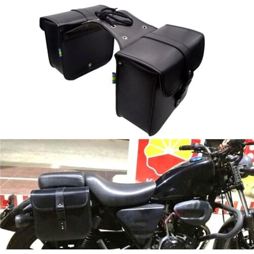 1 Pair Universal Motorcycle Tail Side Saddle Bags PU Leather Tool Bag Waterproof for Harley Honda Yamaha Suzuki Kawasaki