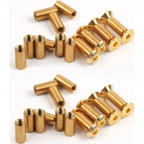 10Pieces M4 Gold Knife Handle Bolt Rivets Scale Screws for DIY Knife Handle Making Material Fastener Nut Flat Hex Head Screws