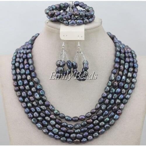 2016 Trendy Baroque Pearl Beads Necklace Set Wedding Bridal Jewelry Set Fashion Women Pearl Jewelry Set Free Shipping FP071