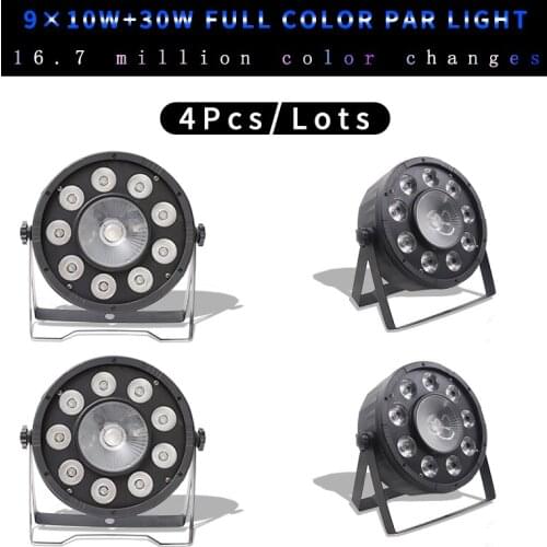 4Pcs/lots 25 Degrees 9x10W 30w RGB 3 in 1 Par Light 9*10w 30w Led DMX512 Control DJ Lights Professional Stage Disco equipment