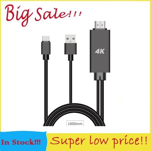 4K USB Type C To HDMI-compatible Converter with USB Power Port for MacBook Samsung Galaxy S8 S9 Huawei Mate 10
