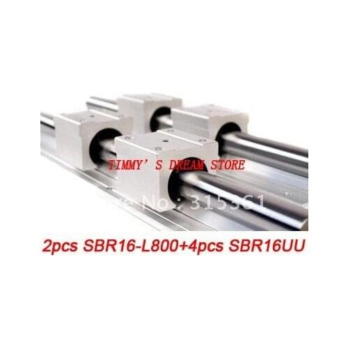 Free Shipping 2pcs SBR16-800mm Linear Bearing Rails + 4pcs SBR16UU Bearing Locks CNC X Y Z
