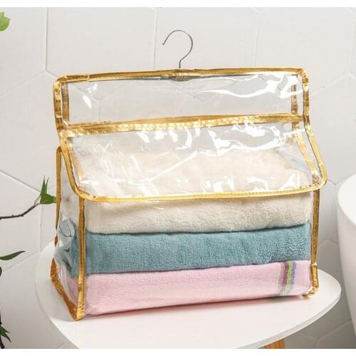 Transparent Dust Bag With Hook Clothes TPU Sturdy Waterproof Moisture-Proof Bathroom Storage Bag for Daily Life