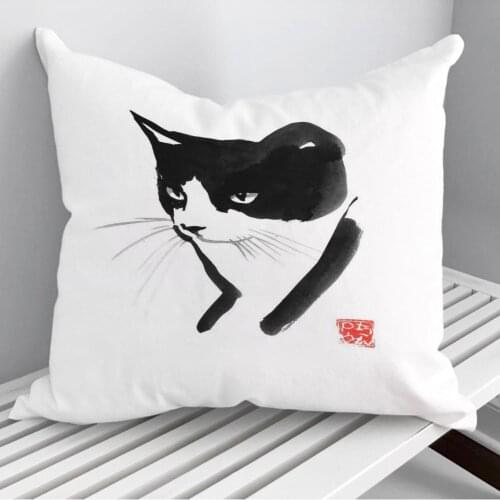 Black and white cat Throw Pillows Cushion Cover On Sofa Home Decor 45*45cm 40*40cm Gift Pillowcase Cojines Dropshipping