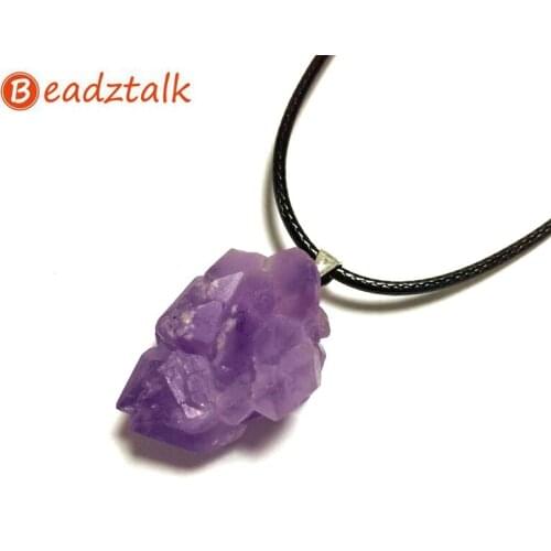 Druzy Irregular Random Natural Amethysts Crystal Geode Cut Necklace Point Raw Stone Pendant Stone Healing 20-24mm Size