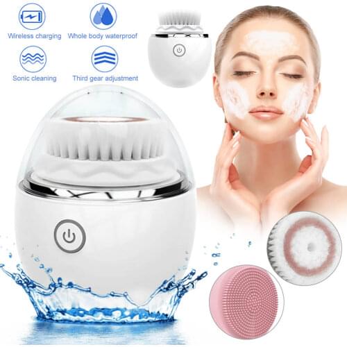 Electric Facial Cleaning Brush Skin Care Pore Cleaner Rotating Oscillation Face Washing Cleanser Sonic Egg Shape Waterproof IPX6