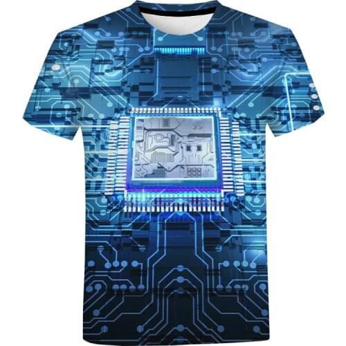 Electronic Chip 3D Print T Shirt Unisex Fashion Casual Short Sleeve Oversized T-shirt Men Harajuku Streetwear Hip Hop Cool Tops