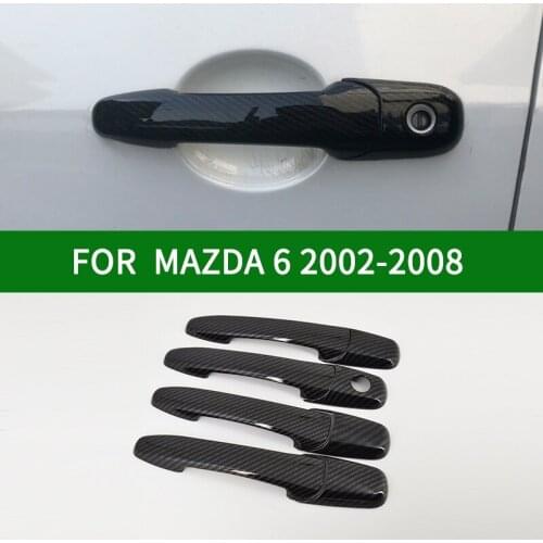 Glossy Carbon Fiber Patterns Side Door Handle Covers Trims For 2002-2008 Mazda 6 Sedan Hatchback 2004 2005 2006 2007 2008