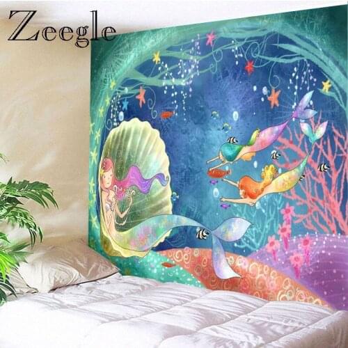 Zeegle Tapestry Wall Hanging Underwater World Wall Carpet Throw Yoga Mat for Home Bedroom Decoration Beach Picnic Throw Rug