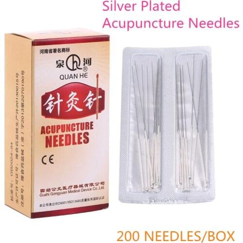 Size 0.25/30/35/40mm Authentic Silver-plated Non-Disposable Needles 200 Reusable Aseptic Acupuncture Needle Painless