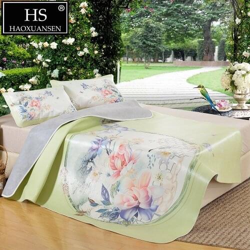 8 kg Cowhide mat Three piece suit floral pattern Full grain leather mat Air conditioner mat carpet thick 3.2 MM King Queen Size