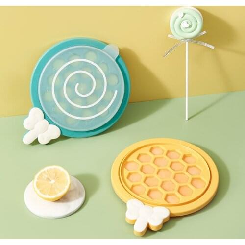 Summer Homemade Childrens Home with Lid Small Ice Tray Creative Lollipop Shape Ice Tray DIY Juice Lollipop Ice Cube Mold