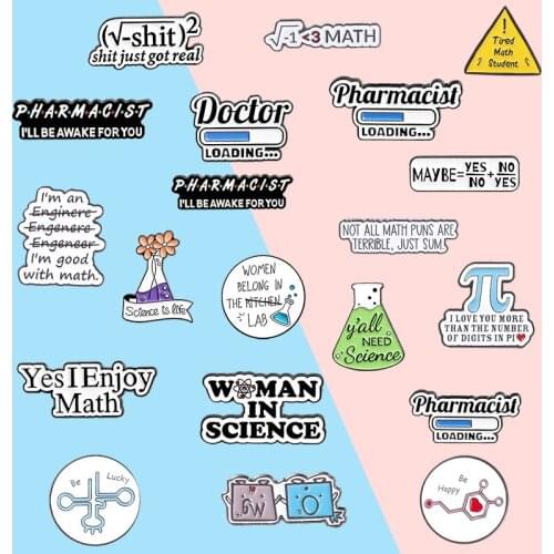 I Enjoy Math Enamel Pin Science Chemical Mathematical Brooches Backpack Hat Custom Badges Gifts for Student Doctors