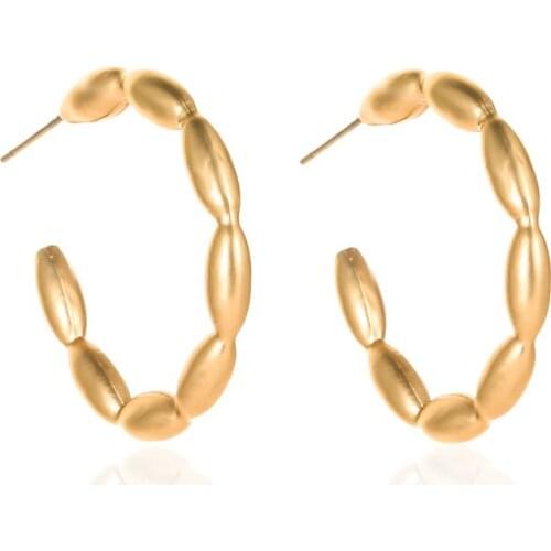 Cute Fashion Opening Round Circle Geometric Stud Earrings Trendy Gold Silver Color Personality Statement Earrings for Women
