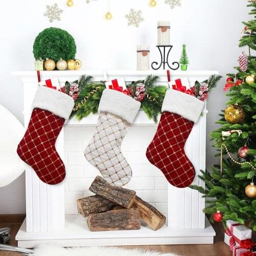 Cute Socks Christmas Stockings Gift Candy Bag Christmas Decorations For Home New Year Sock Fireplace Tree Hanging Ornaments