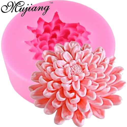 Mujiang 3D Chrysanthemums Flower Soap Silicone Molds Candle Clay Mold Fondant Cake Decorating Tools Chocolate Cake Baking Moulds