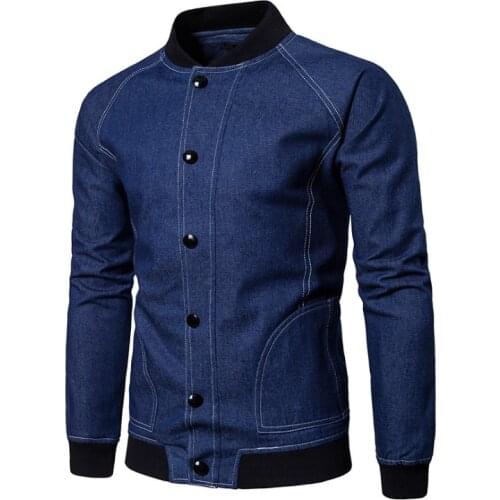 Pop New Mens Denim Jacket Single Breasted Slim Fit Stand Coats High quality Cowboy Jacket Fashion Male Jeans Jackets