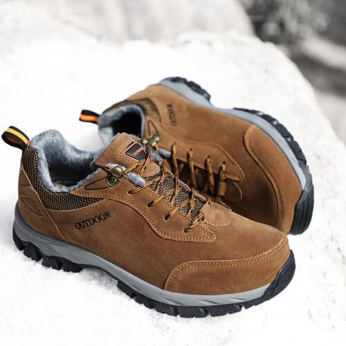 Men Casual Shoes Winter Leather Ankle Boots Outdoor Waterproof Work Tooling Mens Hiking Boots Sneakers Warm Military Snow Bootss