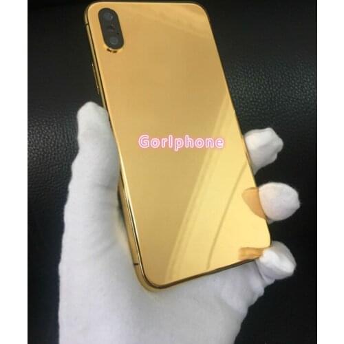 Newest Hot for phone X 24CT Gold Housing Chassis Mirror Gold Full housing Rear Door for IP X 10