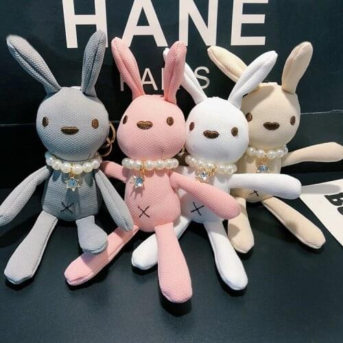 New Style 22cm Plush Stuffed Cute Pearl Rabbit Animal Toys Keychain Dolls For Children Kids Birthday Pretty Gift