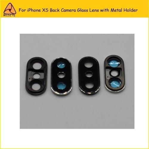 50pcs Original New Back Rear Camera Glass Lens Cover with Frame For iPhone XS with Metal Holder Replacement